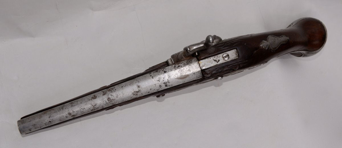 Pistolet Transformé à Piston Ancien Régime Louis XV vers 1720-photo-3