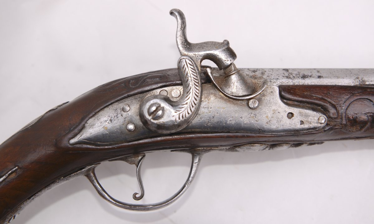Pistolet Transformé à Piston Ancien Régime Louis XV vers 1720-photo-1