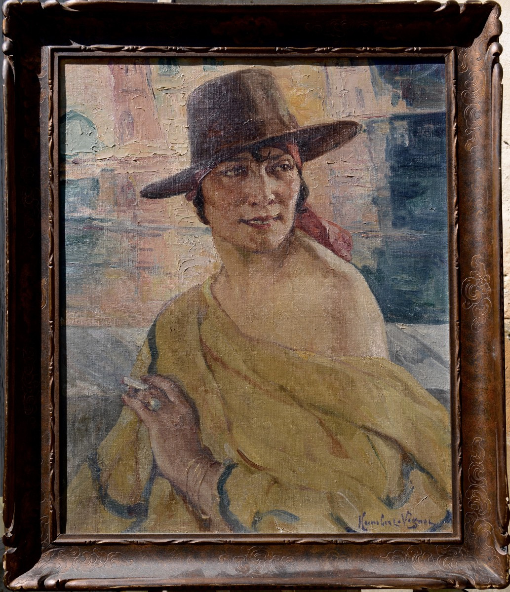 Léonie Humbert-Vignot " La Gitane" Huile sur Toile vers 1930