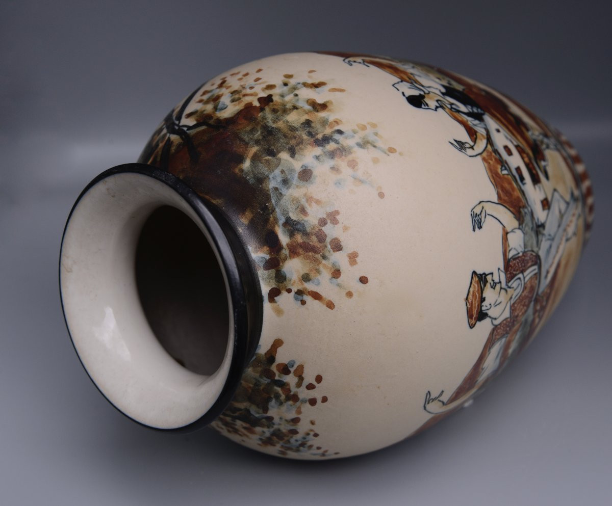 Richard Le Corrone Ciboure Vase "basque Dancers" Ceramic Circa 1950 -photo-1