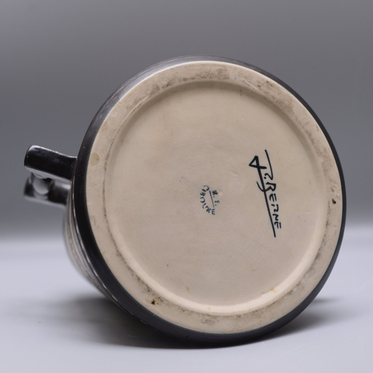 Ciboure, Berné, Conical Pot With Handles, "woman At The Fountain" Ceramic Circa 1955-photo-2