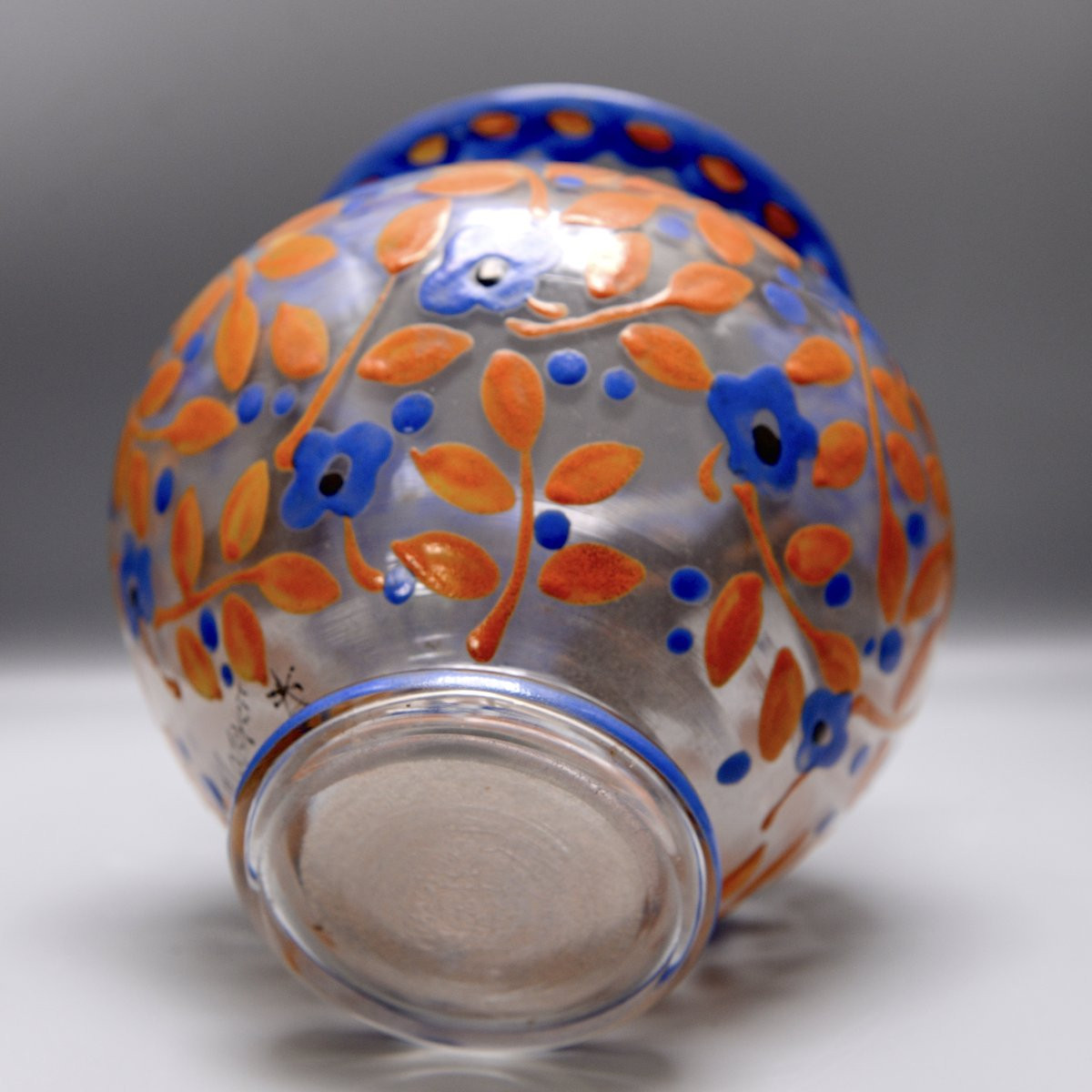 A.drien Mazoyer Enameled Glass Vase Circa 1940-photo-1