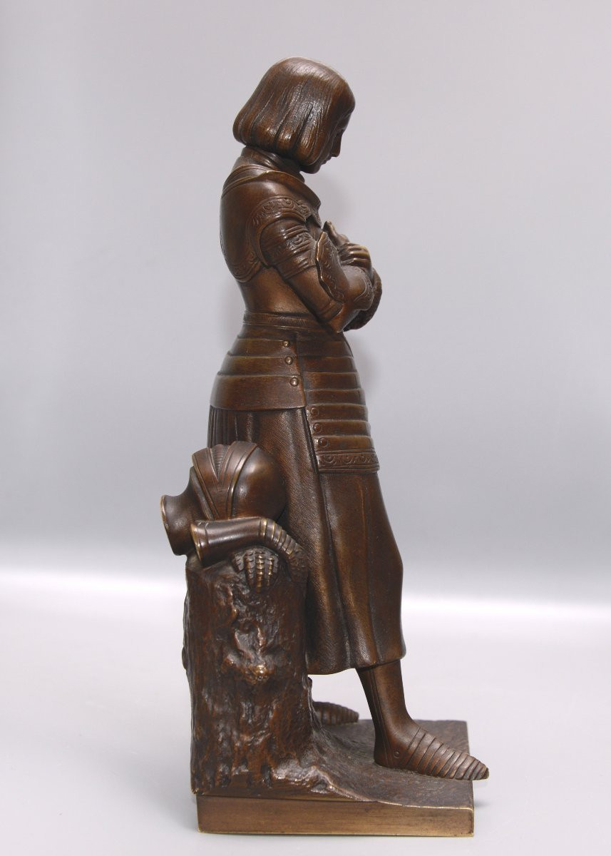 Marie d'Orléans "joan Of Arc In Armor" Bronze With Brown Patina, Ed. Susse 19th-photo-3