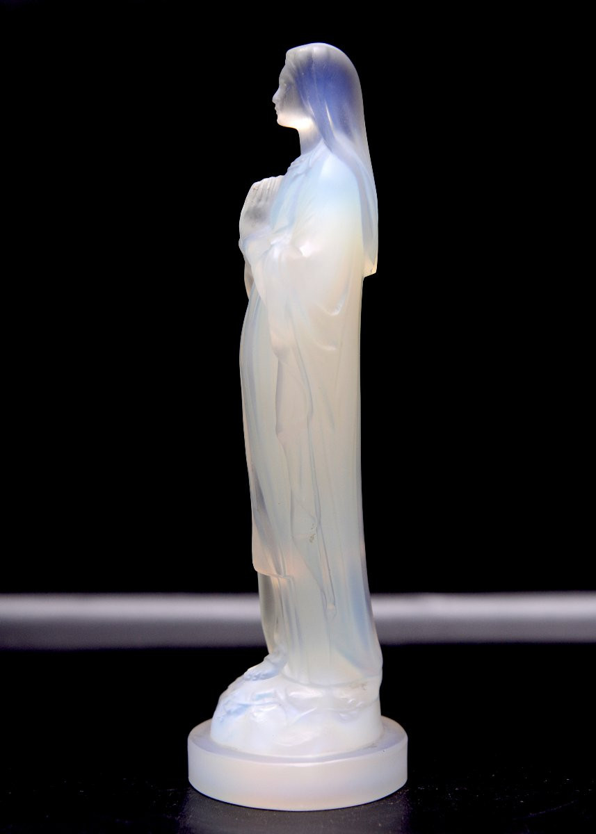 Etling Mary In Prayer Opalescent Glass Circa 1930-photo-3