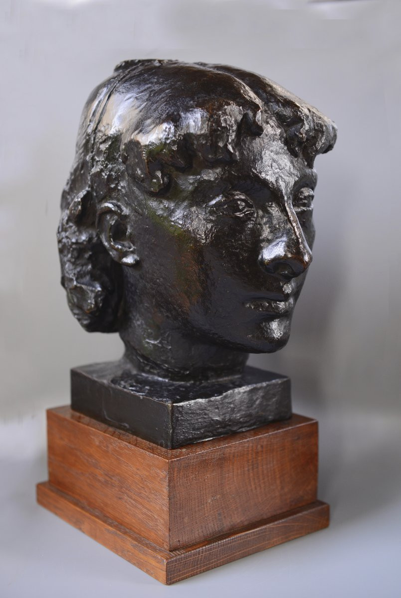 Robert Couturier "bust Of Germaine" Original Bronze By Rudier, Circa 1945-photo-3
