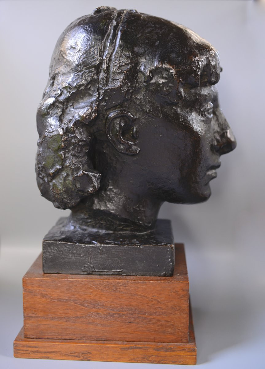 Robert Couturier "bust Of Germaine" Original Bronze By Rudier, Circa 1945-photo-5