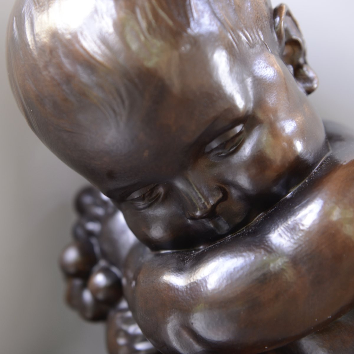 Lucienne Heuvelmans "Bacchus Enfant au Pampre et à l'Oiseau" Bronze vers 1930 Ed. Colin-photo-4