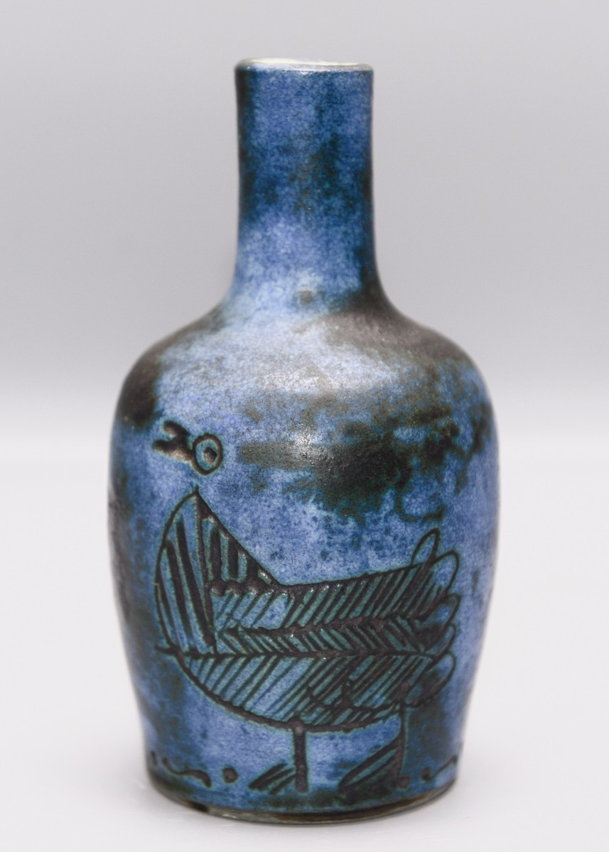 Jacques Blin, Small Enameled Ceramic Vase Circa 1950-60