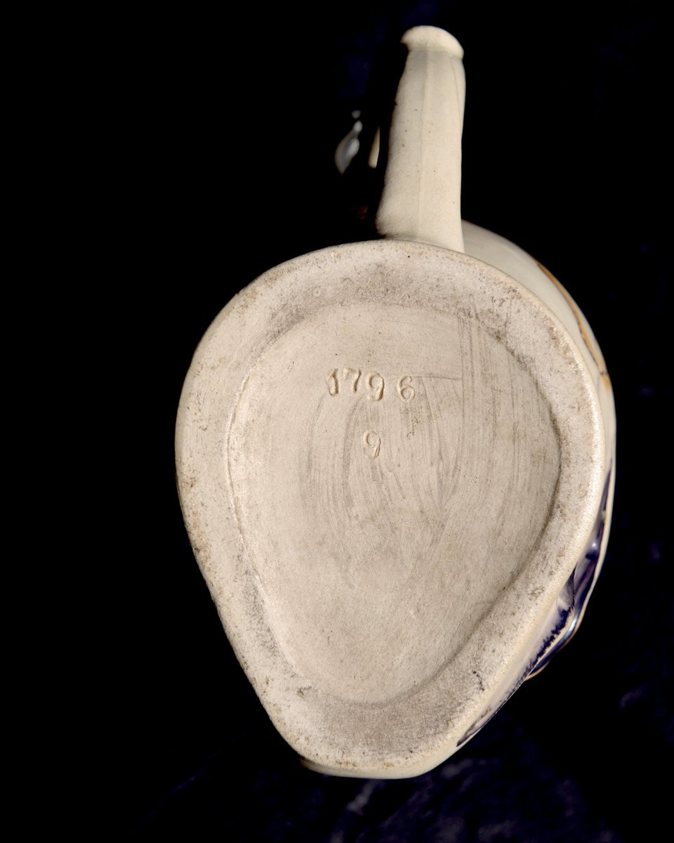 Tankard, Ceramic Vanity Mounted In Pewter, Late 19th-1900-photo-6