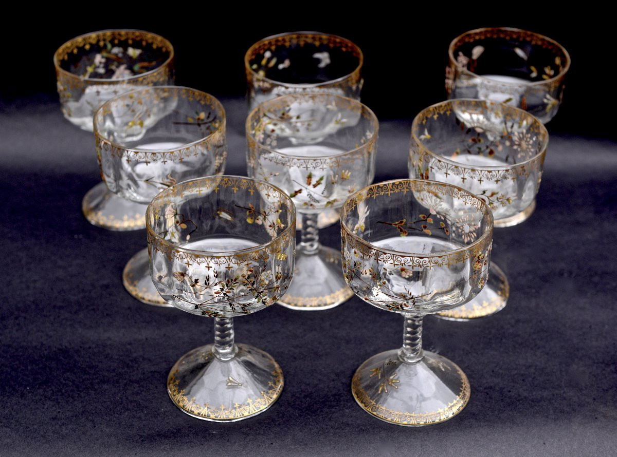 Emile Gallé, 8 Verres émaillés de la Cristallerie vers 1871-1876-photo-2