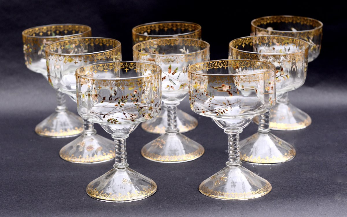 Emile Gallé, 8 Verres émaillés de la Cristallerie vers 1871-1876-photo-3