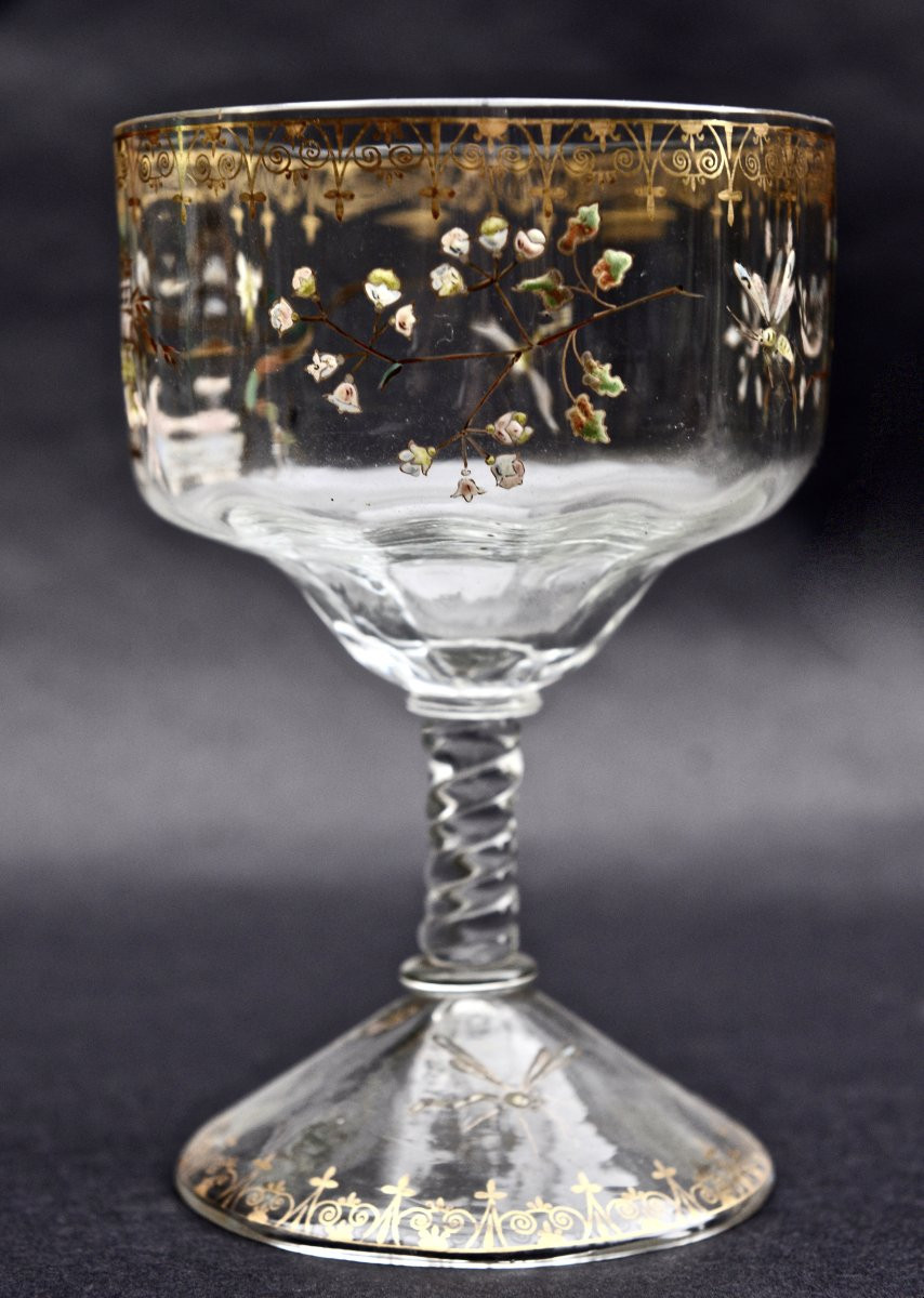 Emile Gallé, 8 Verres émaillés de la Cristallerie vers 1871-1876-photo-1