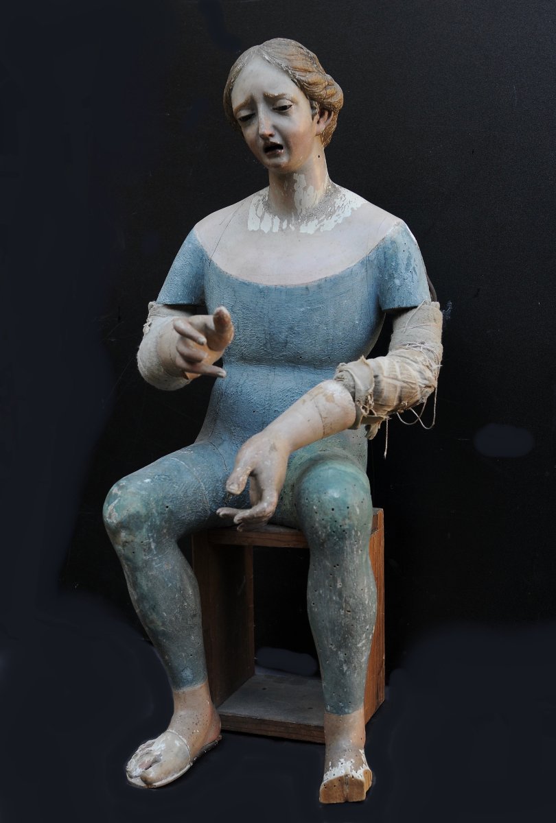 Vierge de Douleur, Statue en bois Polychrome XVIIIème-photo-2