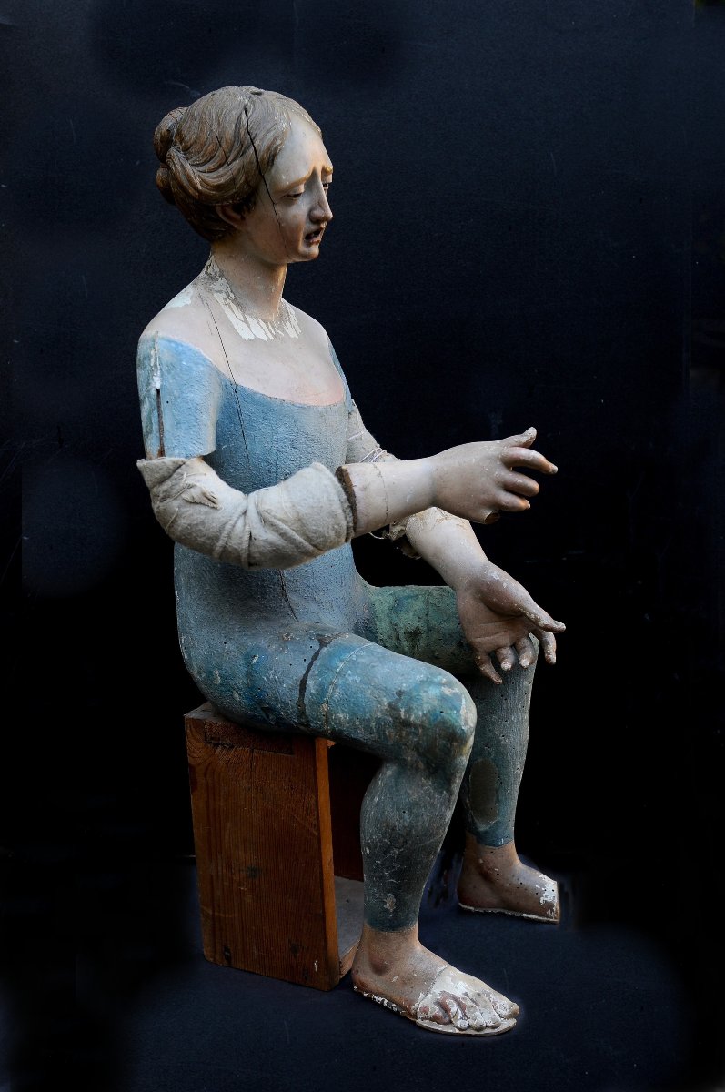 Vierge de Douleur, Statue en bois Polychrome XVIIIème-photo-3