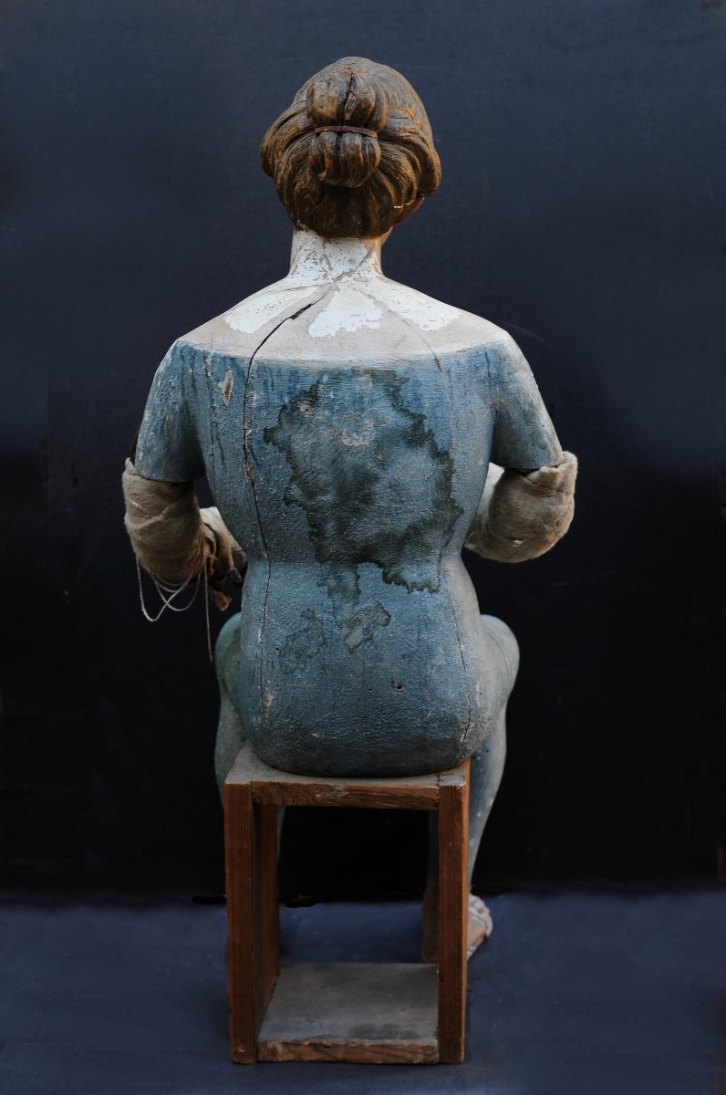 Vierge de Douleur, Statue en bois Polychrome XVIIIème-photo-4