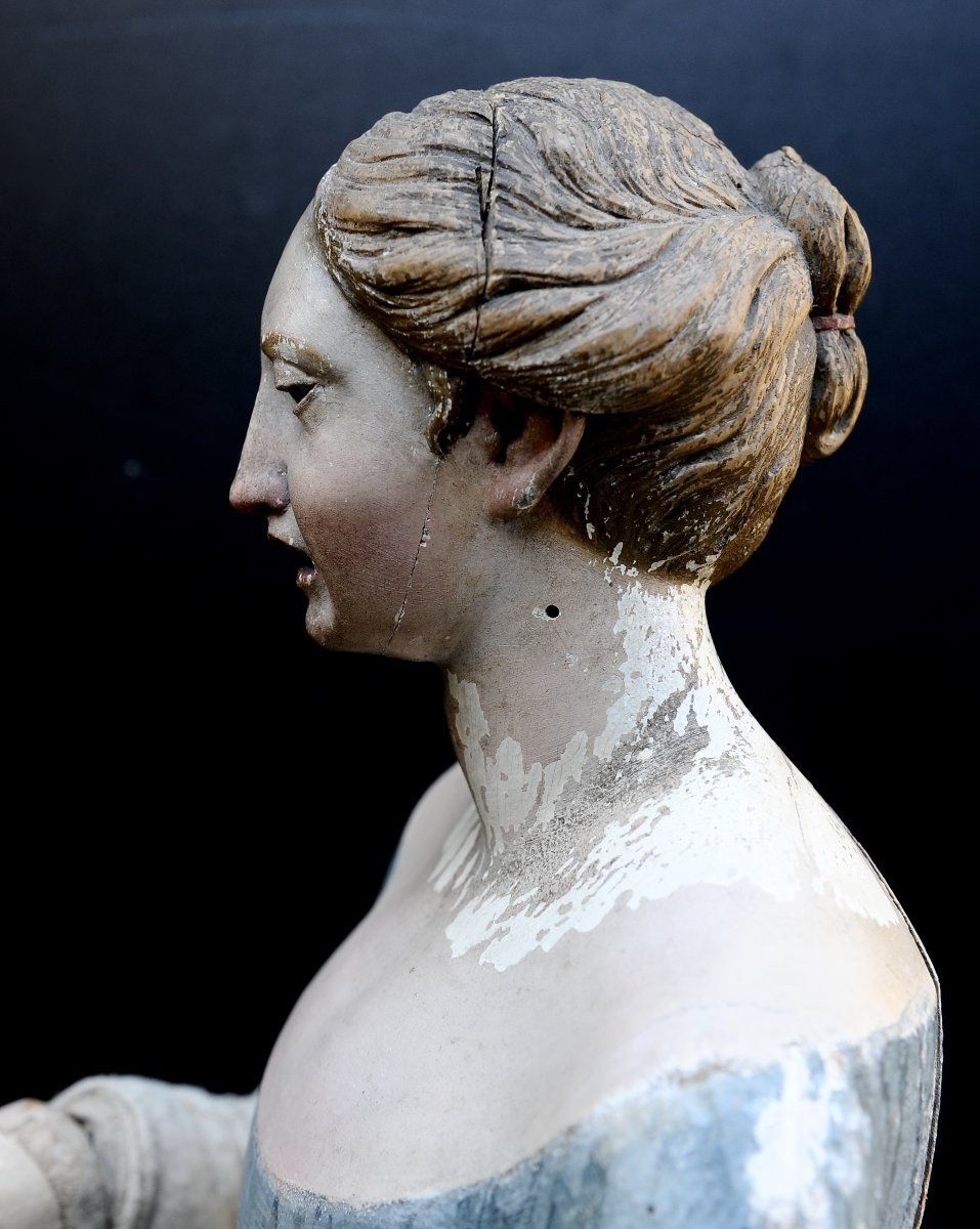 Vierge de Douleur, Statue en bois Polychrome XVIIIème-photo-2