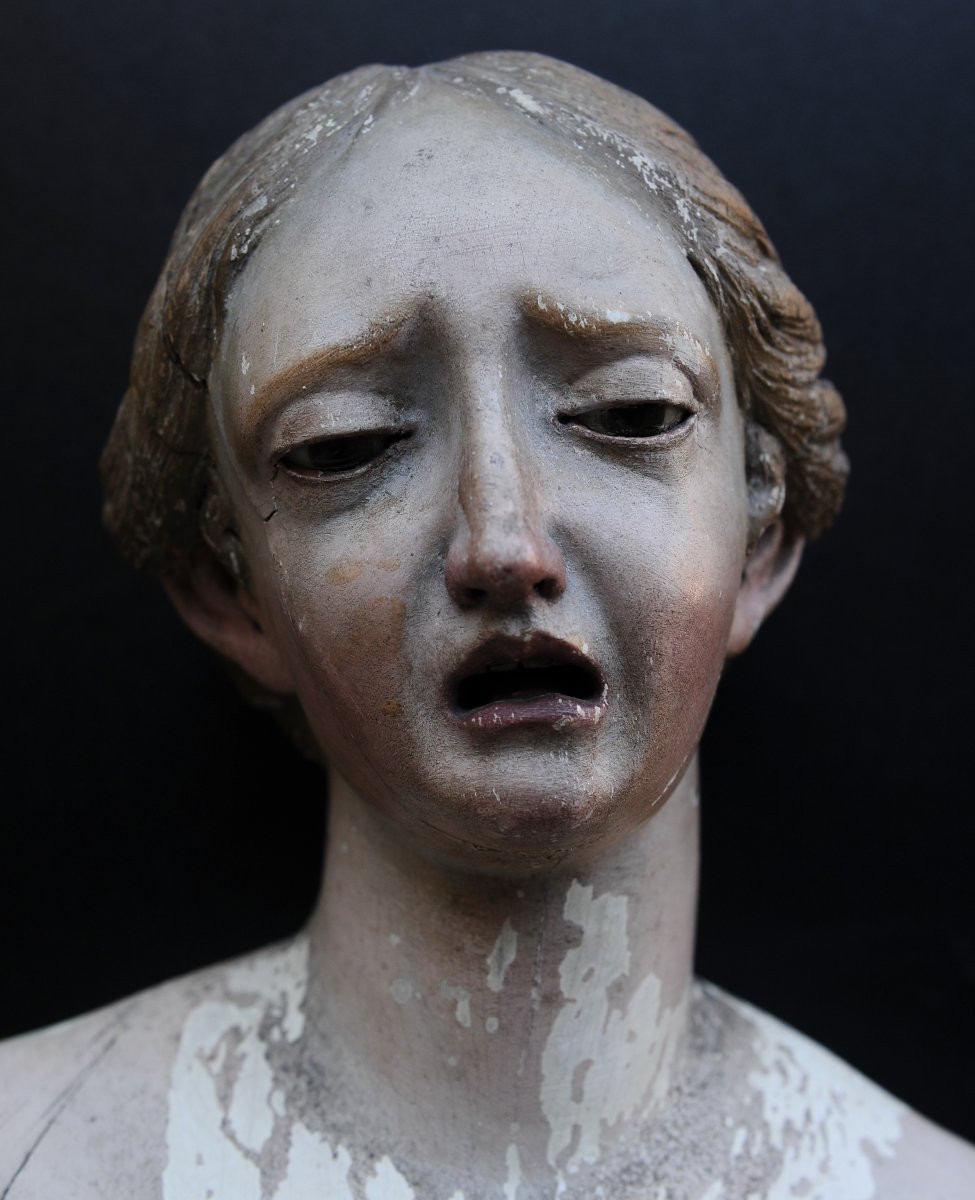 Vierge de Douleur, Statue en bois Polychrome XVIIIème-photo-3