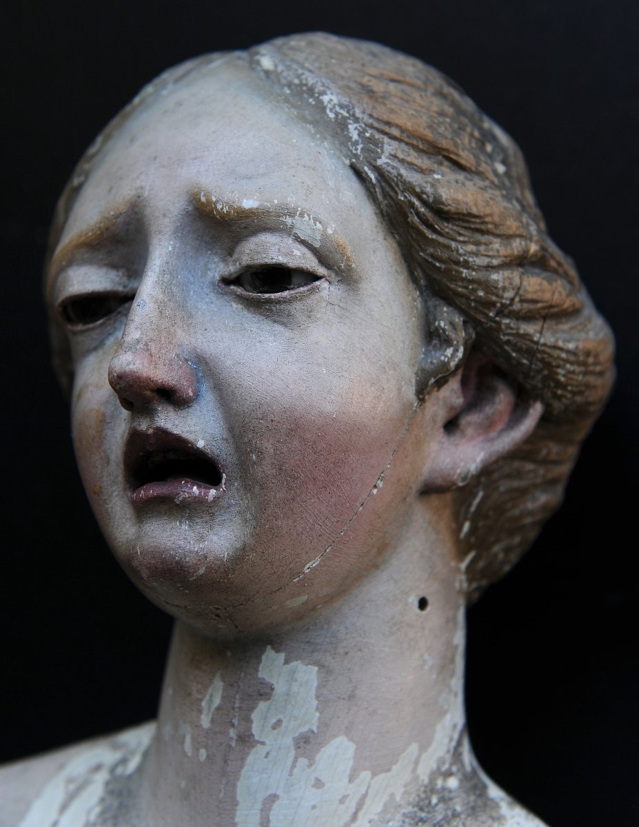 Vierge de Douleur, Statue en bois Polychrome XVIIIème-photo-4