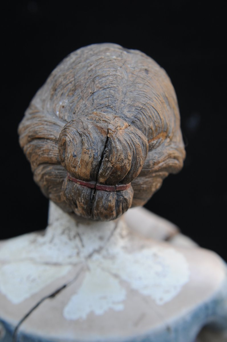 Vierge de Douleur, Statue en bois Polychrome XVIIIème-photo-6