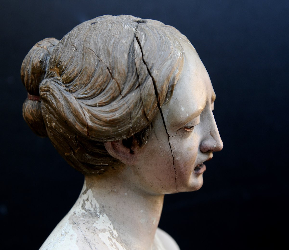 Vierge de Douleur, Statue en bois Polychrome XVIIIème-photo-8