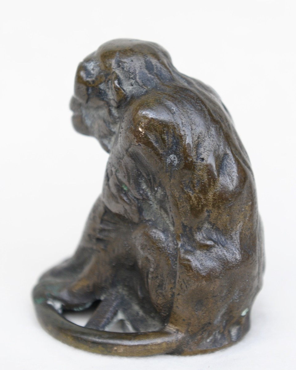 Brunswick "JOKO" Singe au Volant, Bronze Mascotte automobile vers 1920-photo-4