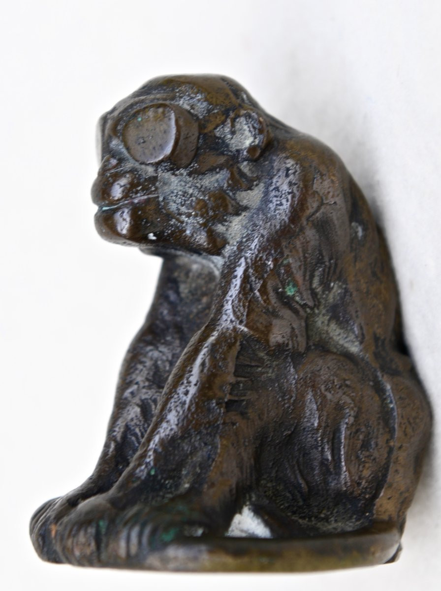 Brunswick "JOKO" Singe au Volant, Bronze Mascotte automobile vers 1920-photo-2