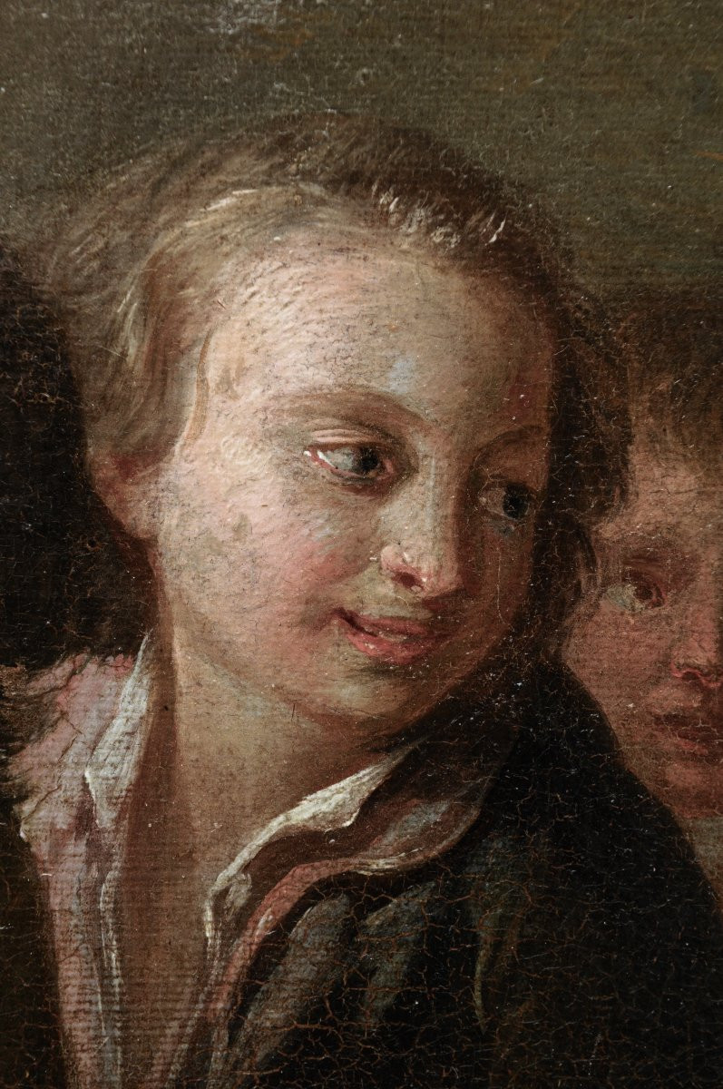 "the Schoolmaster" Oil On Canvas, 18th Century-photo-1