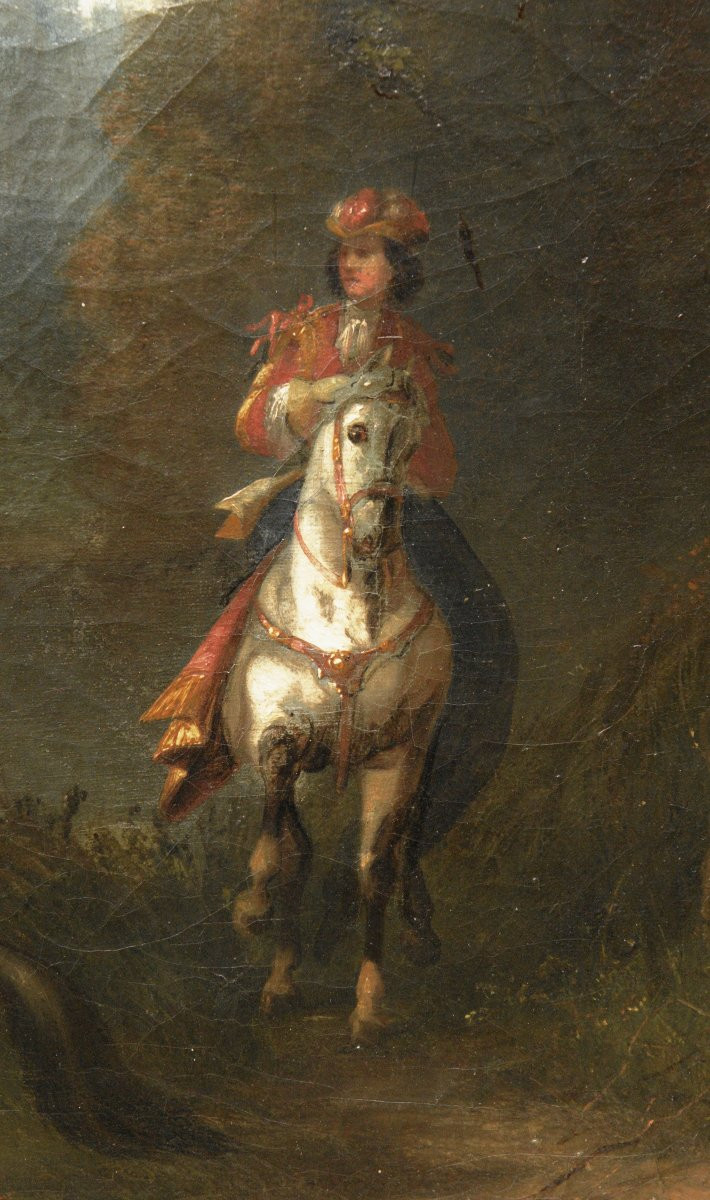 "hunting Scene" Oil On Canvas, 18th Century-photo-4