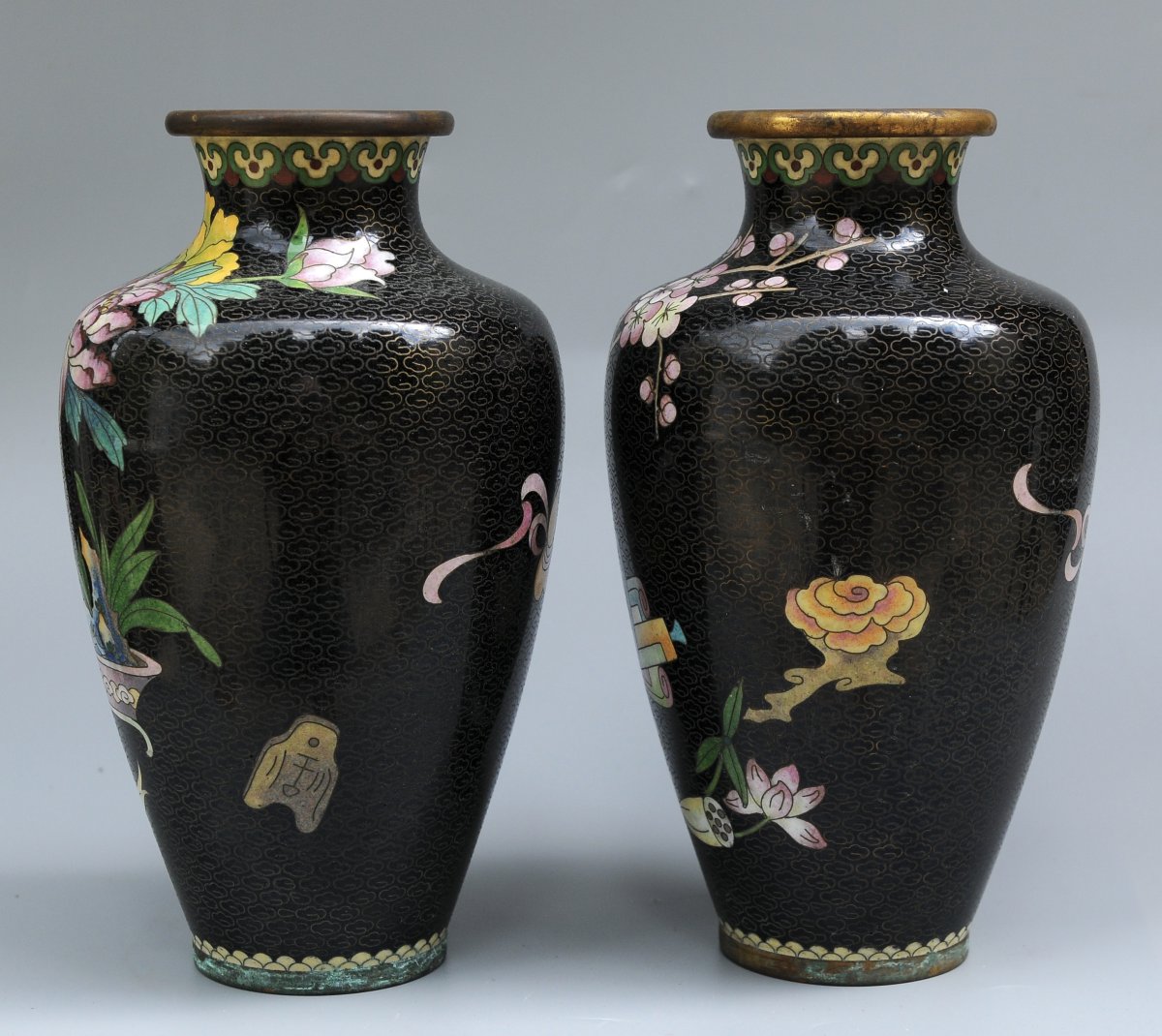 Chine, Paire de Vases Emaux Cloisonnés-photo-3
