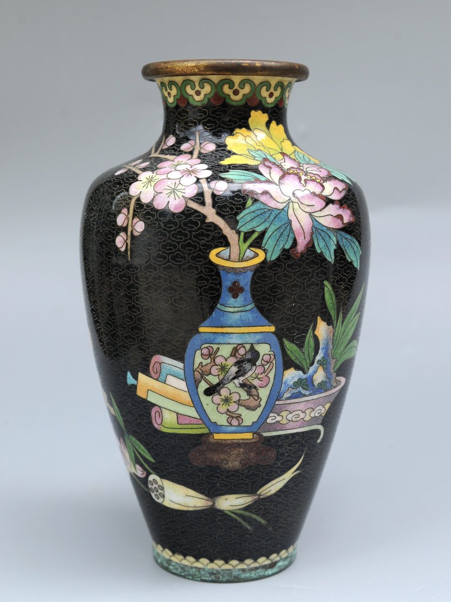 Chine, Paire de Vases Emaux Cloisonnés-photo-3