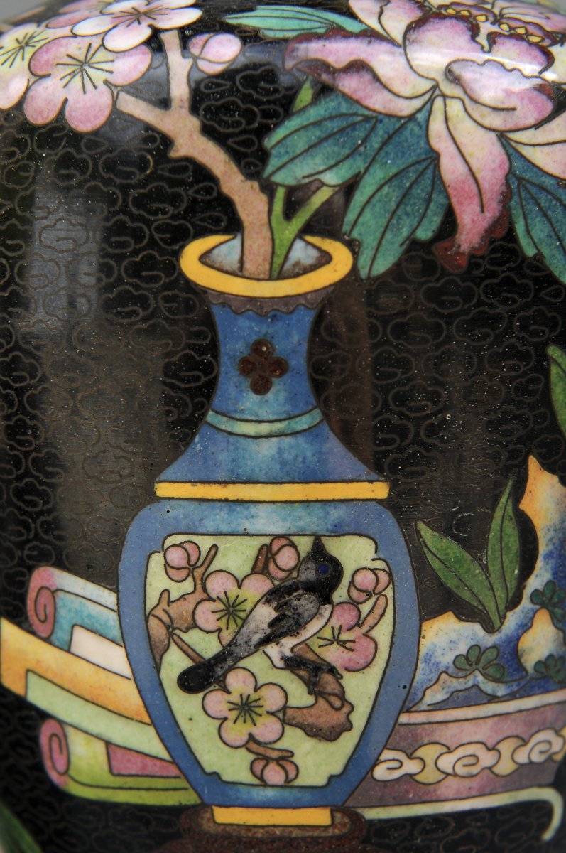 Chine, Paire de Vases Emaux Cloisonnés-photo-5