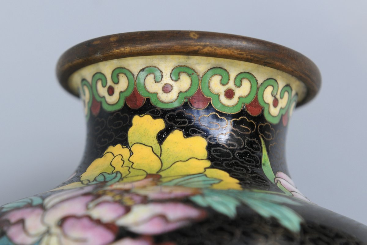 Chine, Paire de Vases Emaux Cloisonnés-photo-7