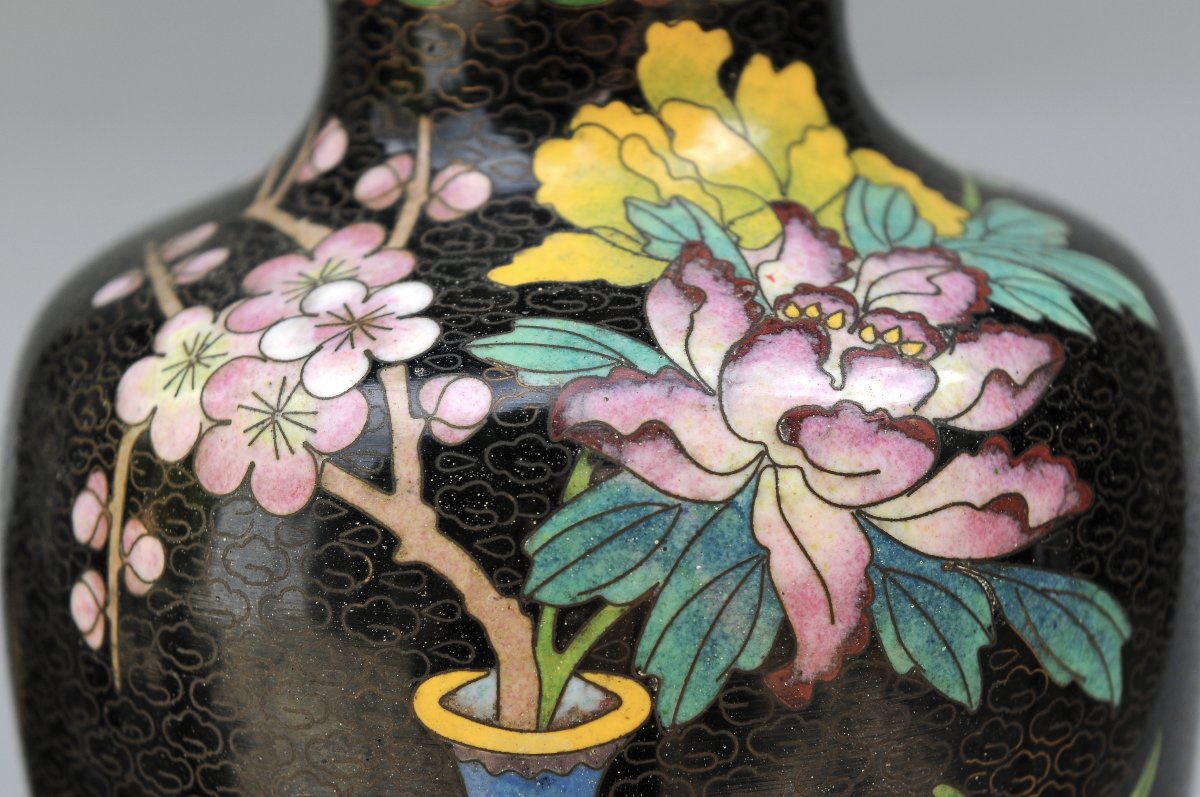 Chine, Paire de Vases Emaux Cloisonnés-photo-8
