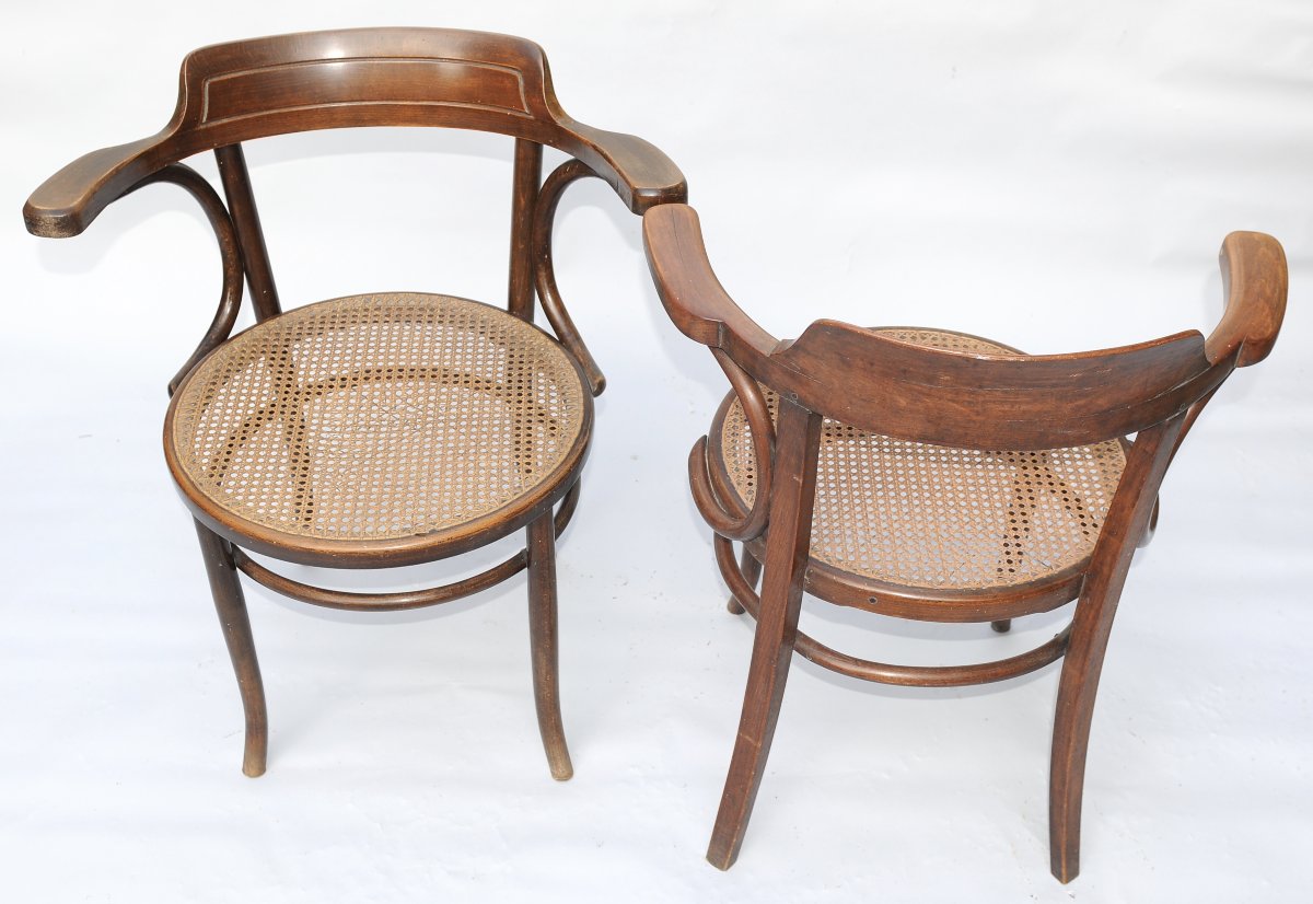 Fischel, Paire de Fauteuils Bois Courbé vers 1920-photo-3