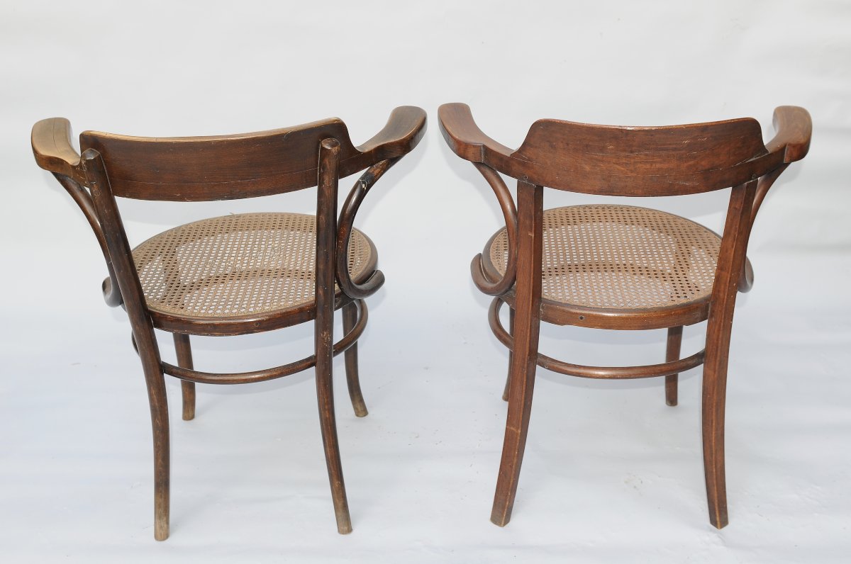 Fischel, Paire de Fauteuils Bois Courbé vers 1920-photo-4