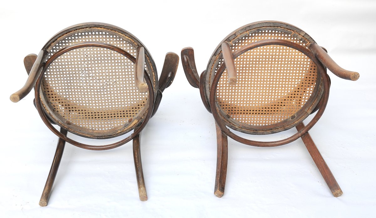 Fischel, Paire de Fauteuils Bois Courbé vers 1920-photo-3