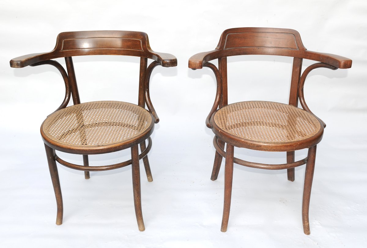 Fischel, Paire de Fauteuils Bois Courbé vers 1920