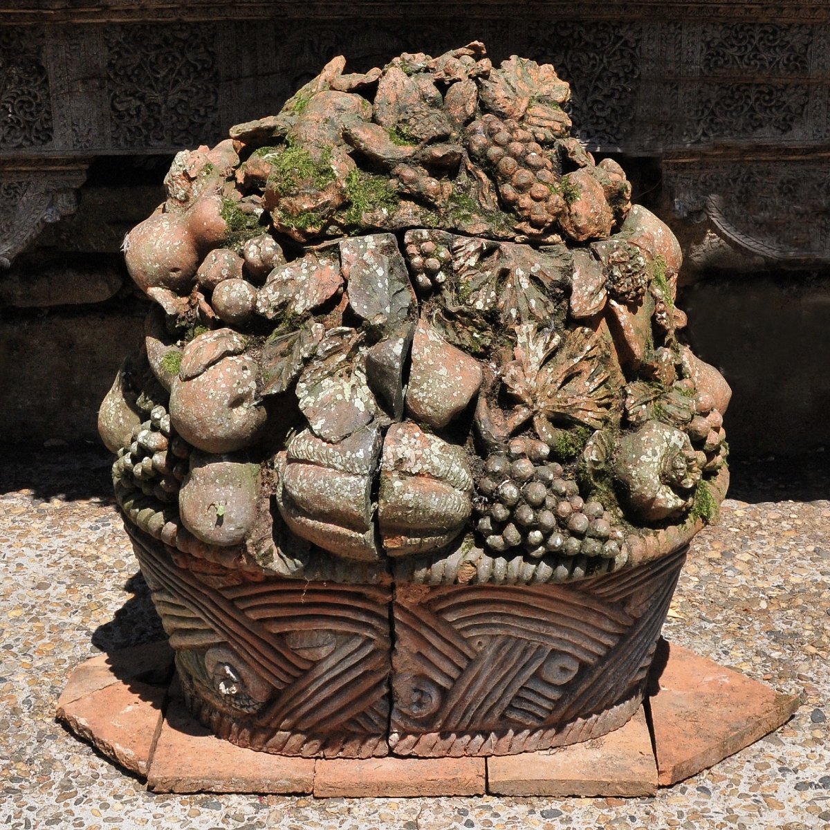 Virebent Manufactory, Very Large Terracotta Flower Basket, Mid-19th Century-photo-2