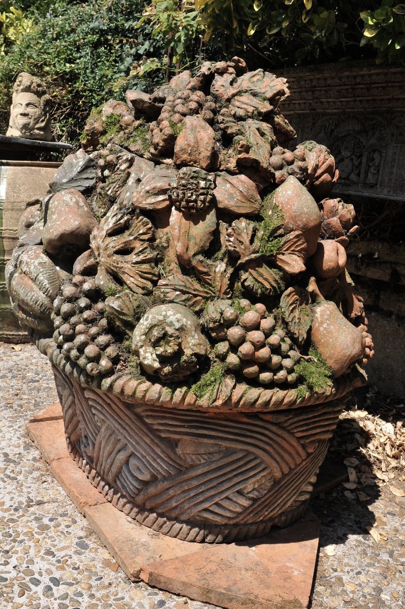Virebent Manufactory, Very Large Terracotta Flower Basket, Mid-19th Century-photo-4