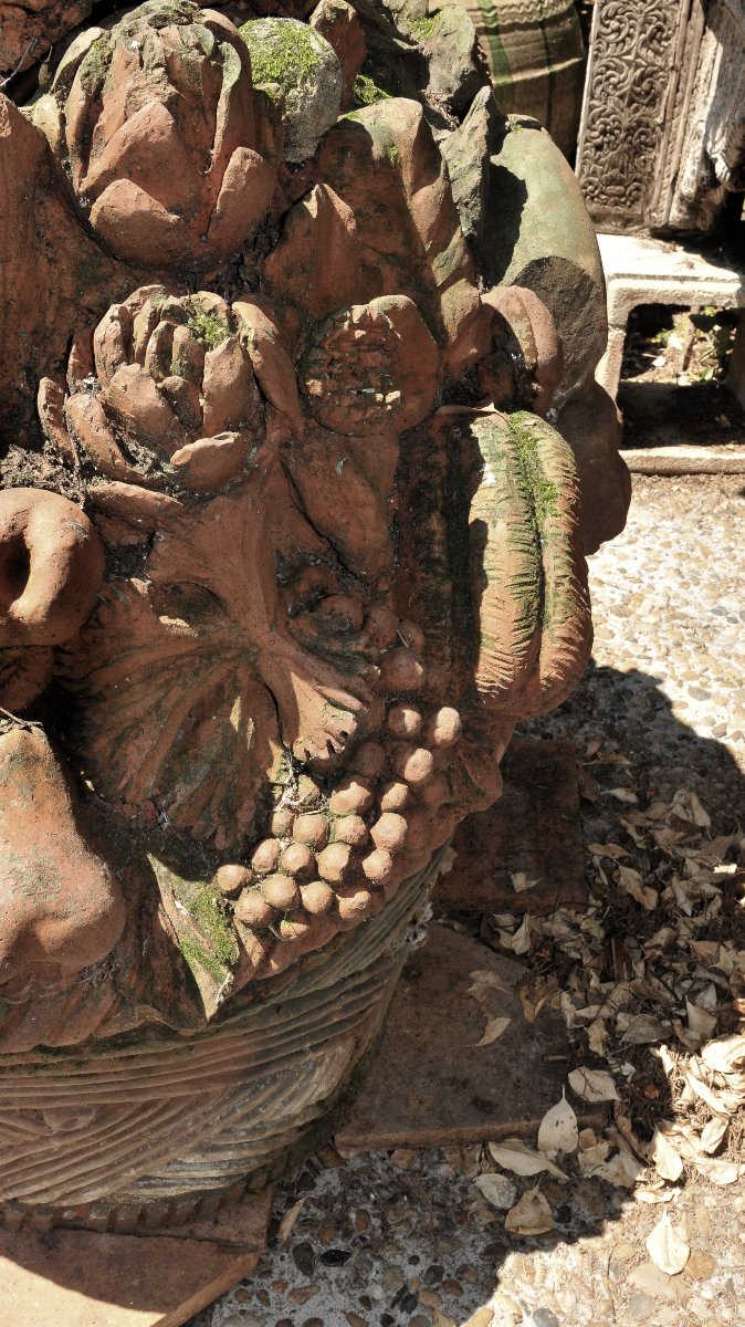 Virebent Manufactory, Very Large Terracotta Flower Basket, Mid-19th Century-photo-2