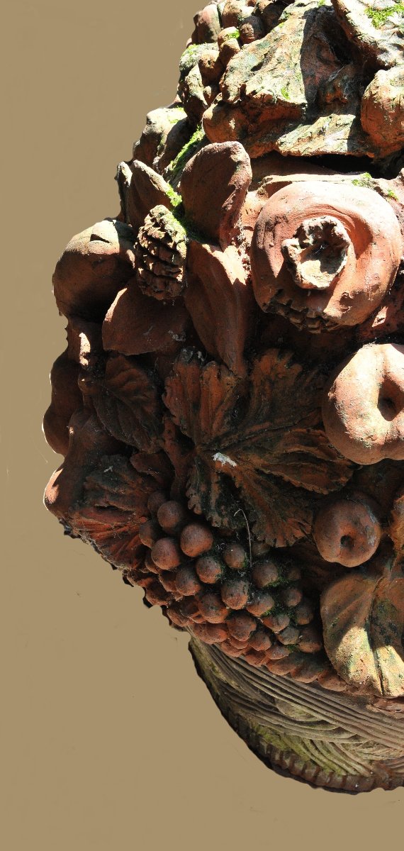 Virebent Manufactory, Very Large Terracotta Flower Basket, Mid-19th Century-photo-5