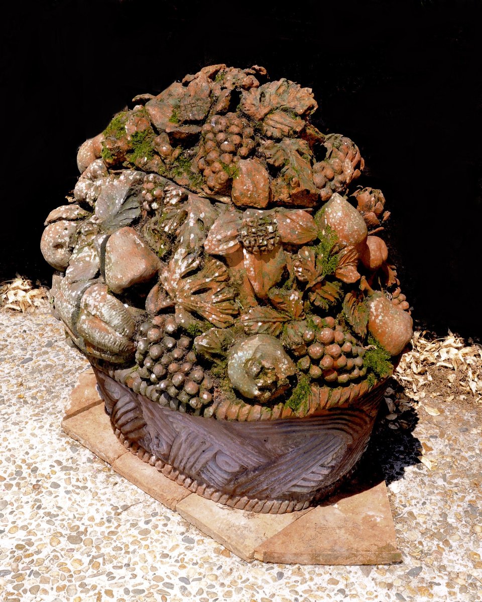 Virebent Manufactory, Very Large Terracotta Flower Basket, Mid-19th Century