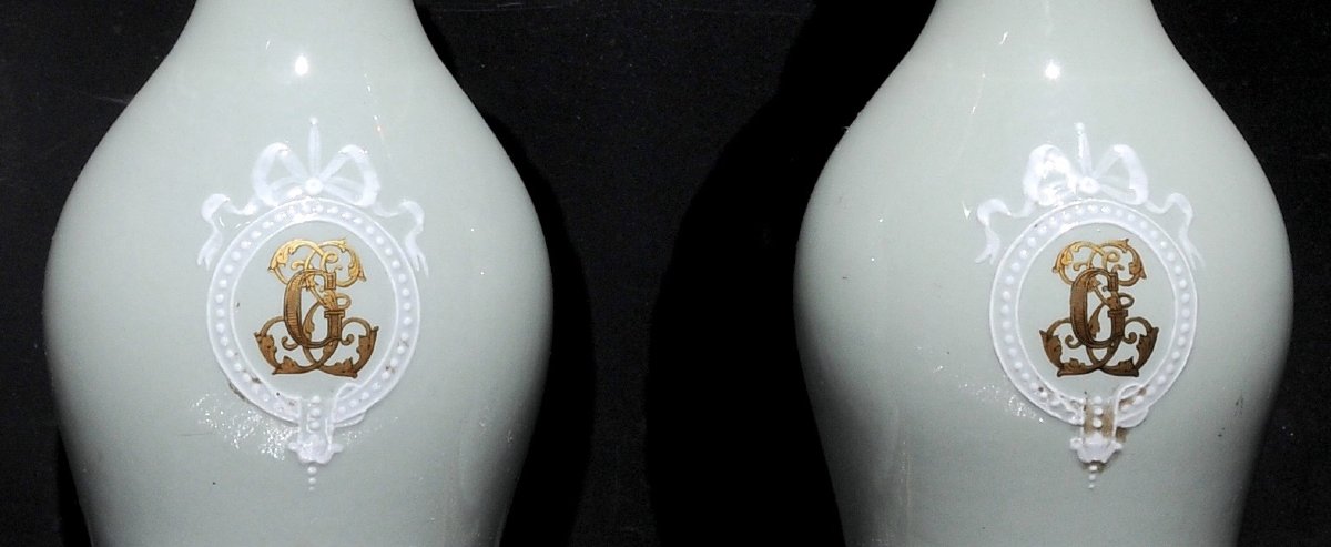 Paire de Lampes Balustre  Céladon 19ème -photo-2