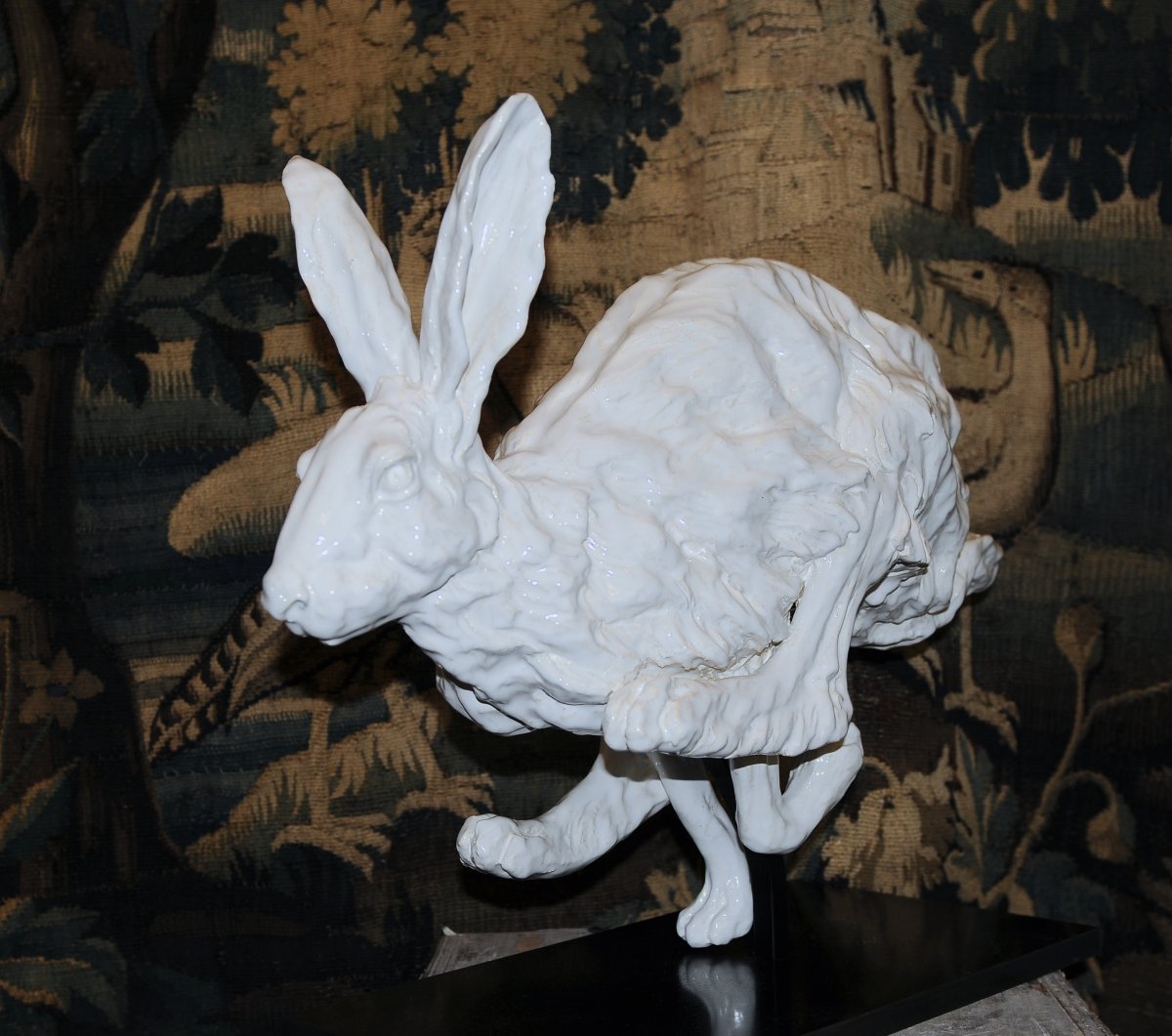 Jean Paul Gourdon, "large Running Hare," Glazed Terracotta-photo-4