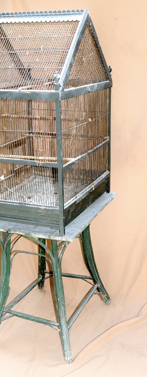 Grande Cage en Bois sur Table vers 1900-photo-3