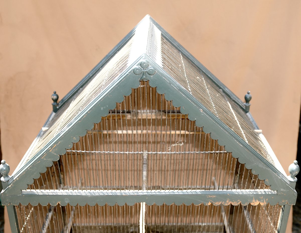 Grande Cage en Bois sur Table vers 1900-photo-3