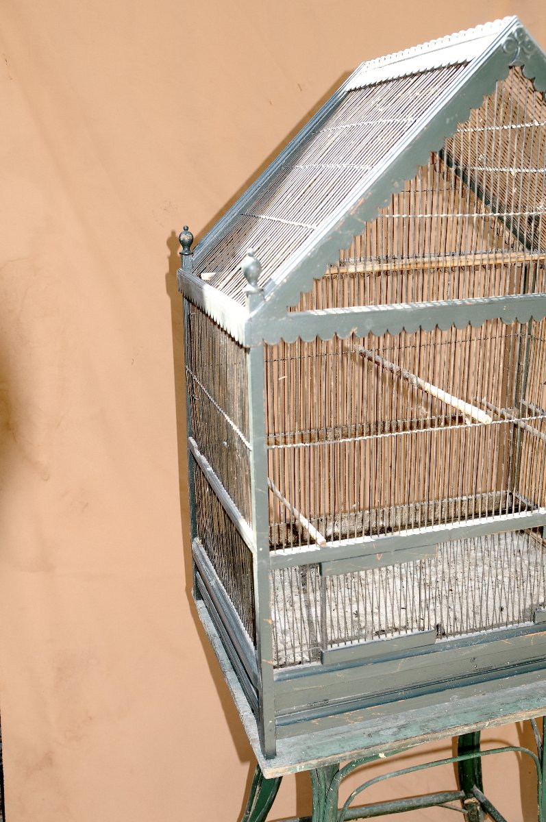 Grande Cage en Bois sur Table vers 1900-photo-4