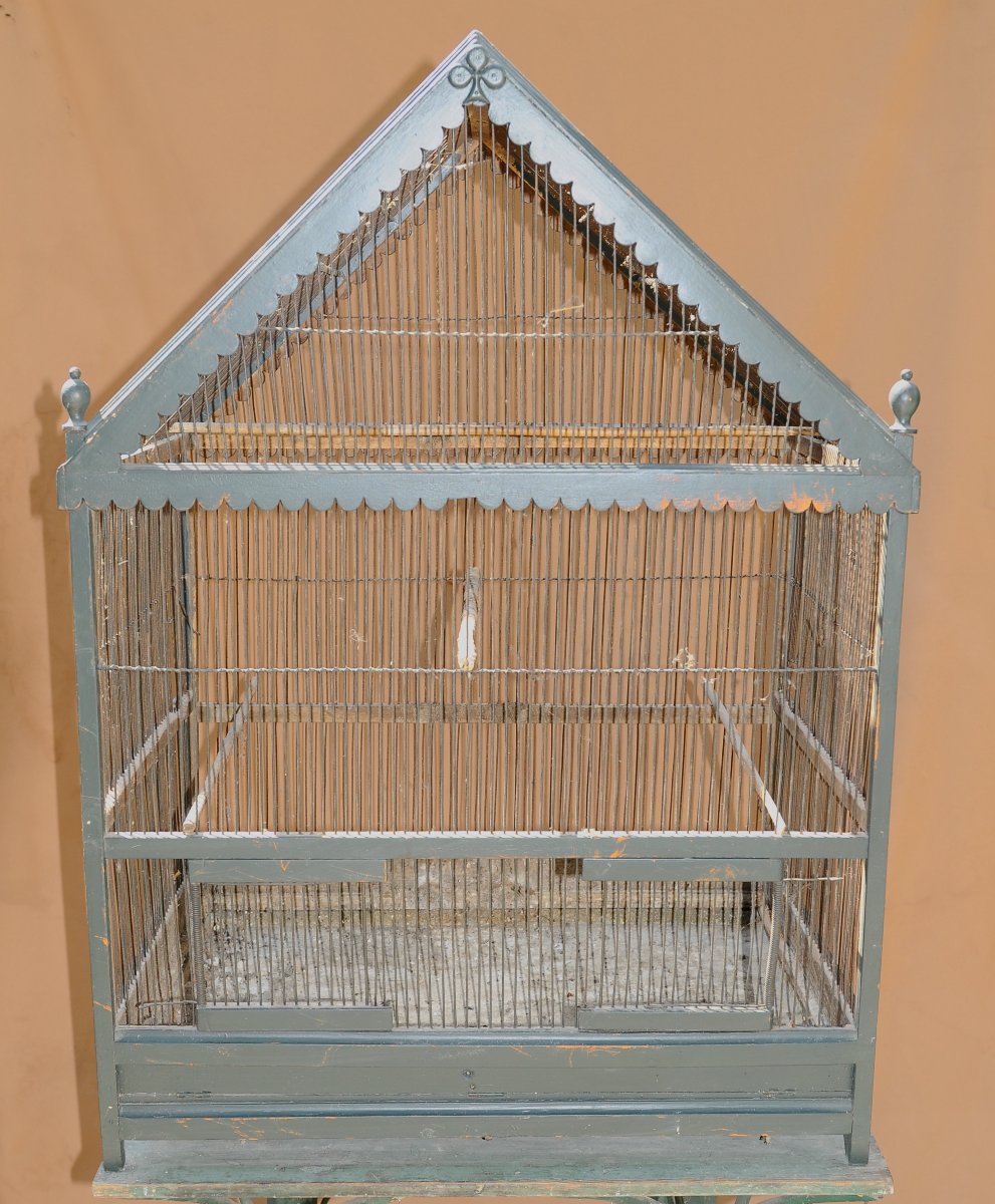 Grande Cage en Bois sur Table vers 1900-photo-5