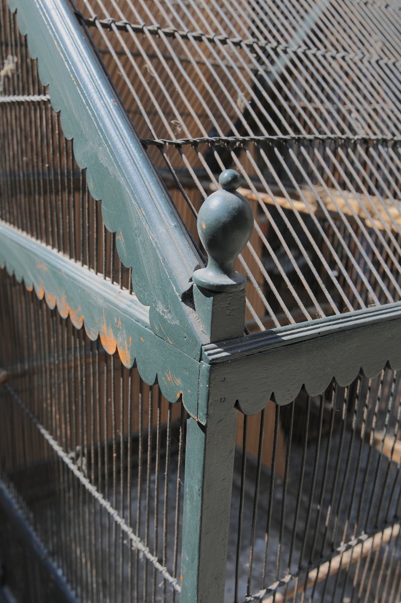 Grande Cage en Bois sur Table vers 1900-photo-8