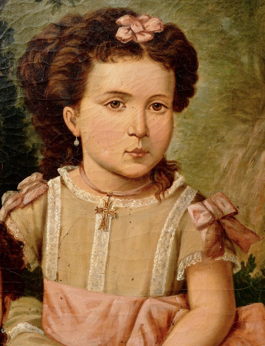 Désiré Chirac, "the Two Sisters," Large Oil On Canvas, Circa 1850-photo-4